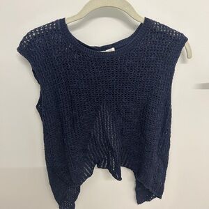 Navy Blue Knit Sleeveless Top